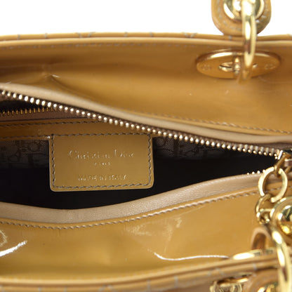 Christian Dior Metallic Patent Cannage Medium Lady Dior Yellow 9 of 15