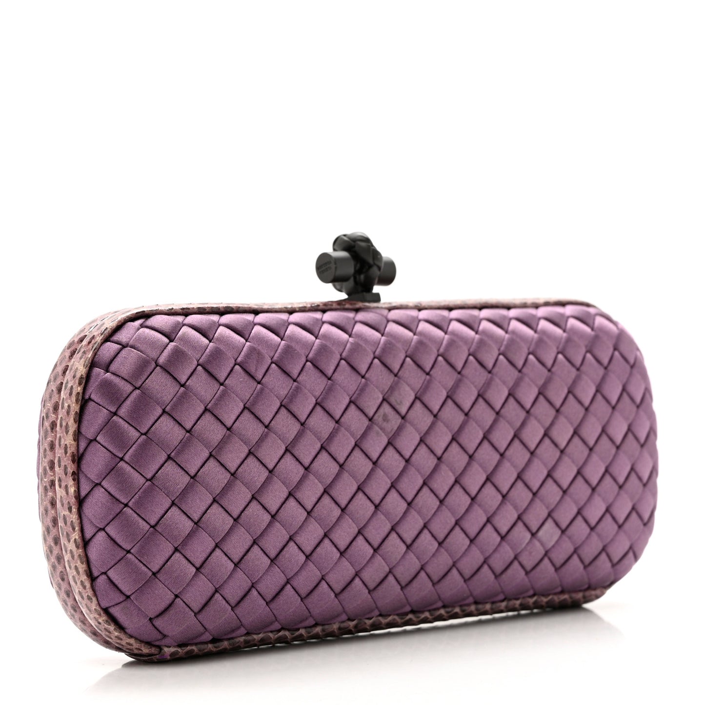 Satin Intreccio Impero Ayers Stretch Knot Clutch Purple