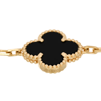 Van Cleef & Arpels 18K Yellow Gold Black Onyx 5 Motifs Vintage Alhambra Bracelet 3 of 5