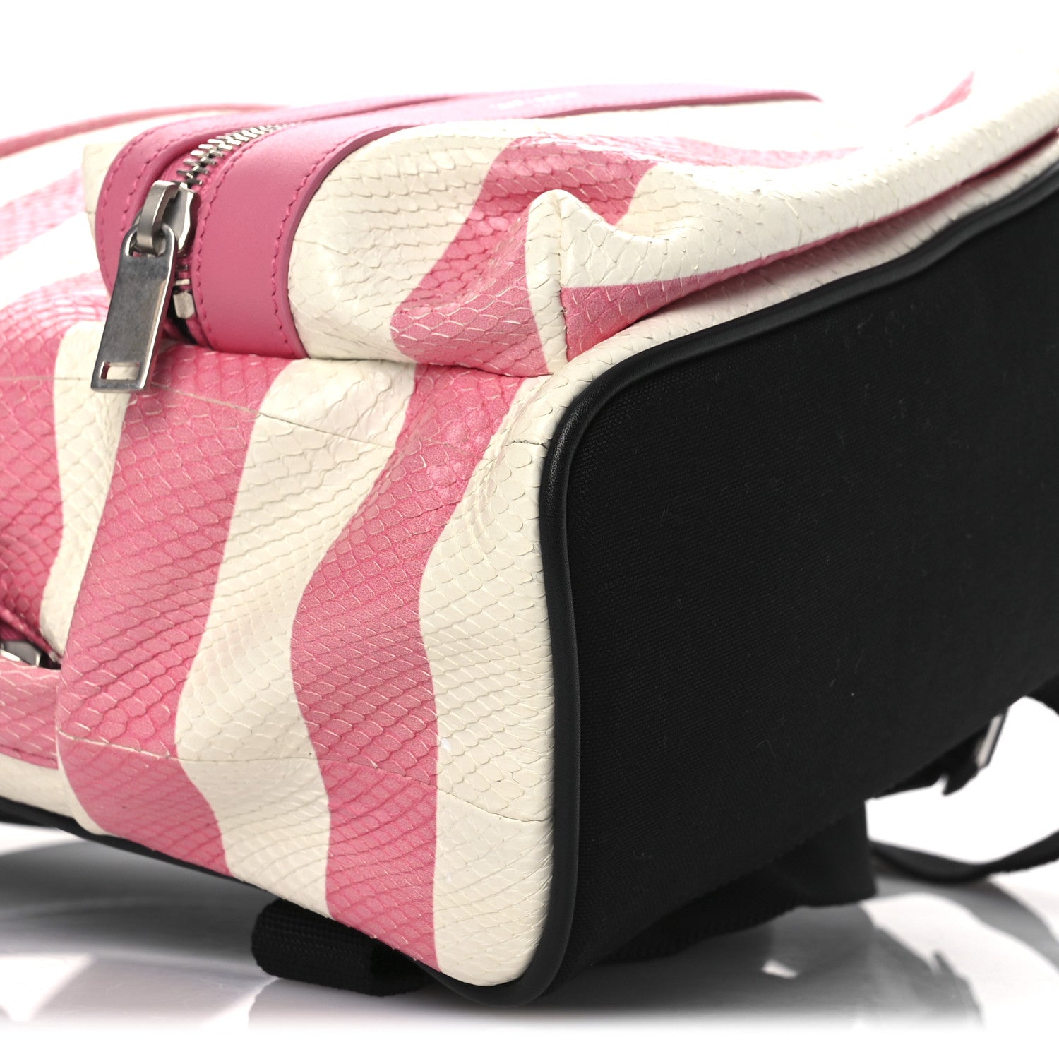 Saint Laurent Snakeskin Striped City Backpack Pink White 9 of 12