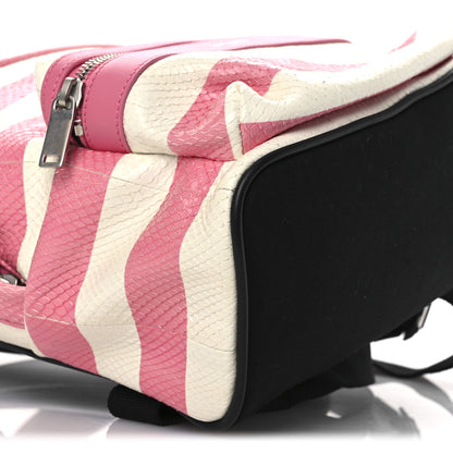Saint Laurent Snakeskin Striped City Backpack Pink White 9 of 12