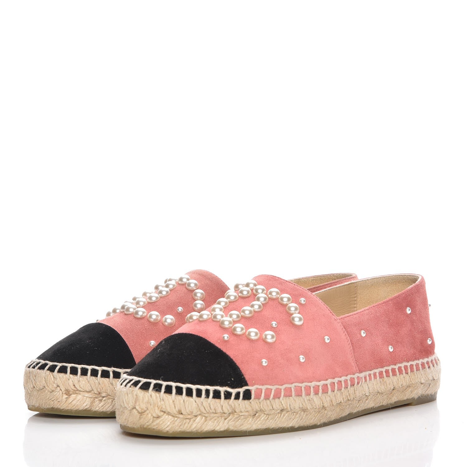 Chanel Suede Pearl CC Espadrilles 38 Pink 3 of 10