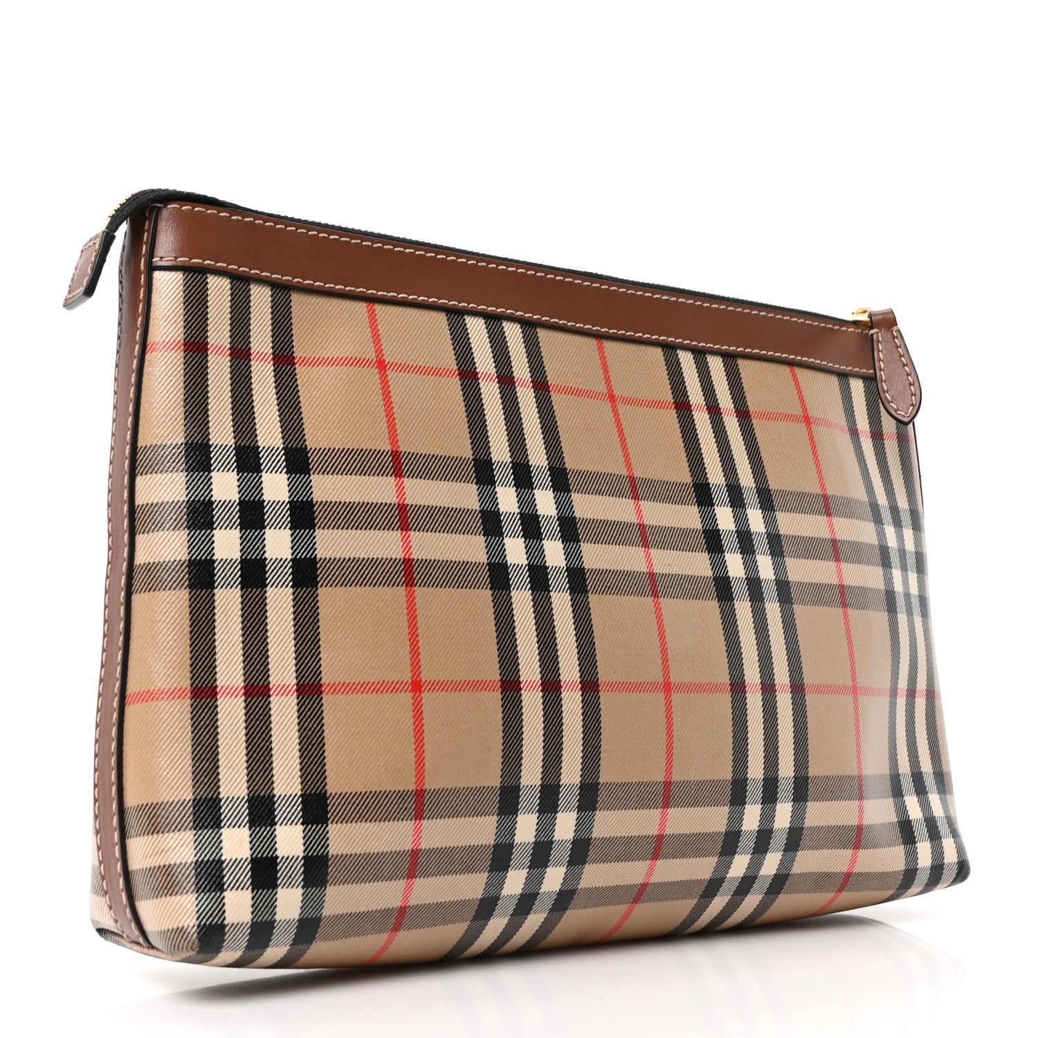 Burberry Vintage Check Gabardine Clutch Archive Beige Tan 1780101