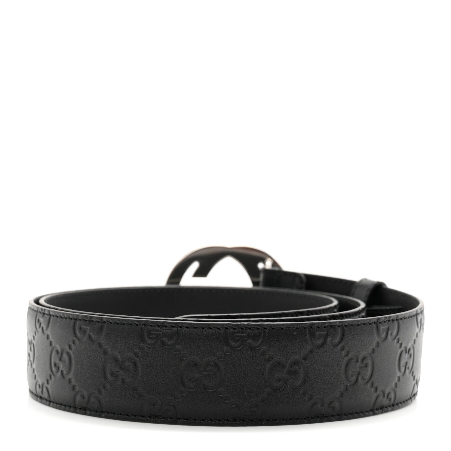 Gucci Guccissima Signature Interlocking G 105 42 Belt Black 2 of 6