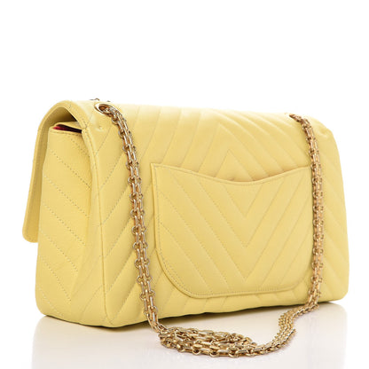 Chanel Sheepskin Chevron Quilted 2.55 Reissue 226 Flap Yellow 4 of 9