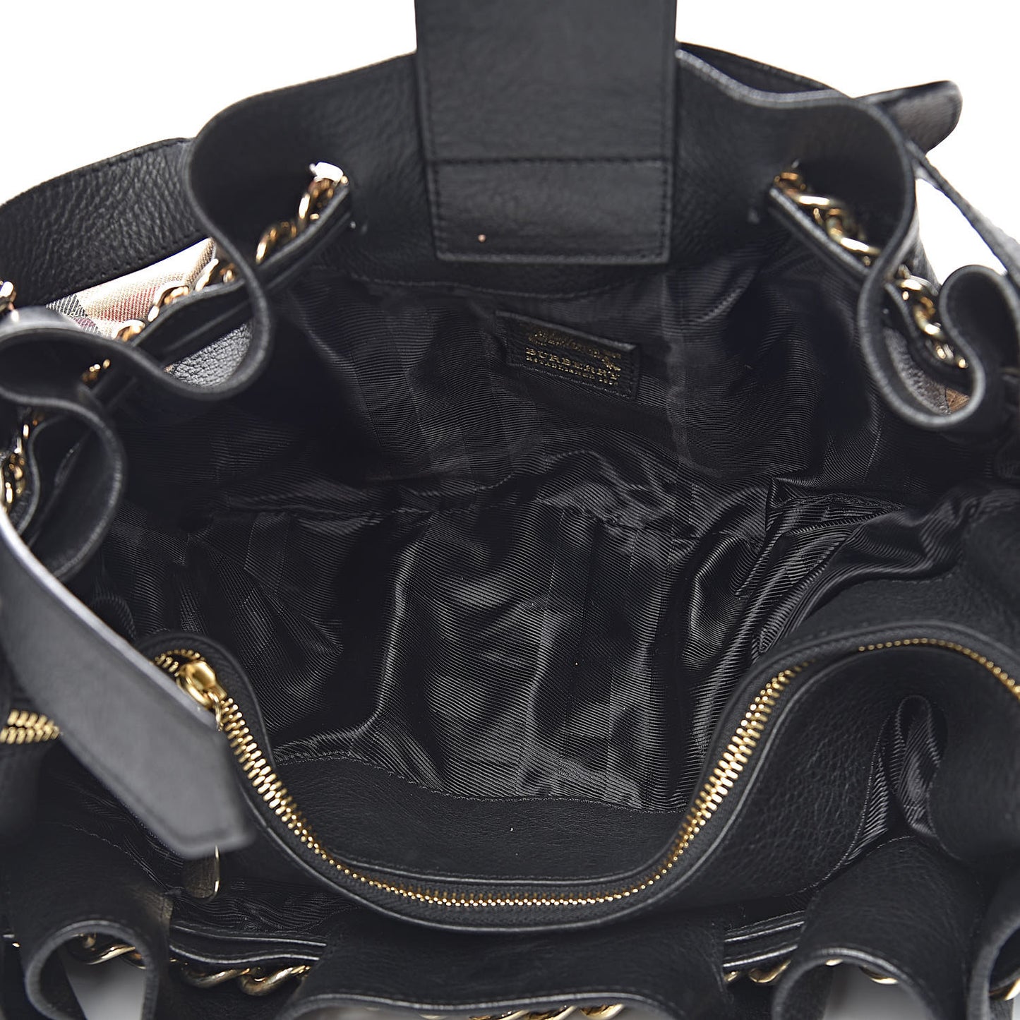 Grainy Calfskin House Check Margaret Bag Black