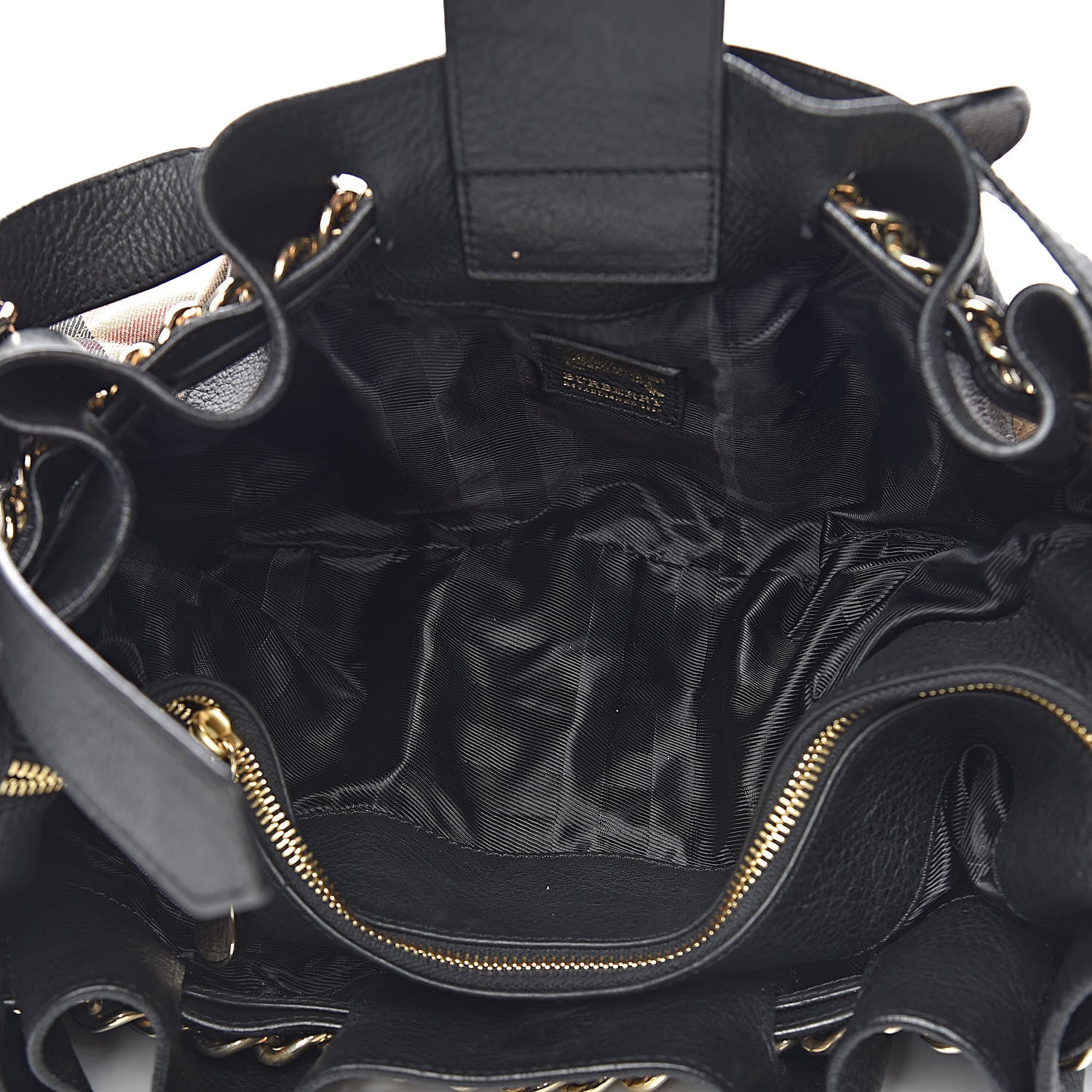Burberry Grainy Calfskin House Check Margaret Bag Black 5 of 11