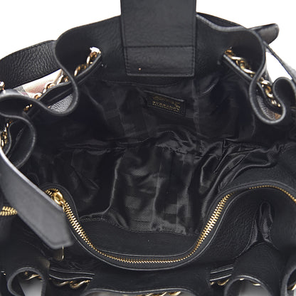Burberry Grainy Calfskin House Check Margaret Bag Black 5 of 11