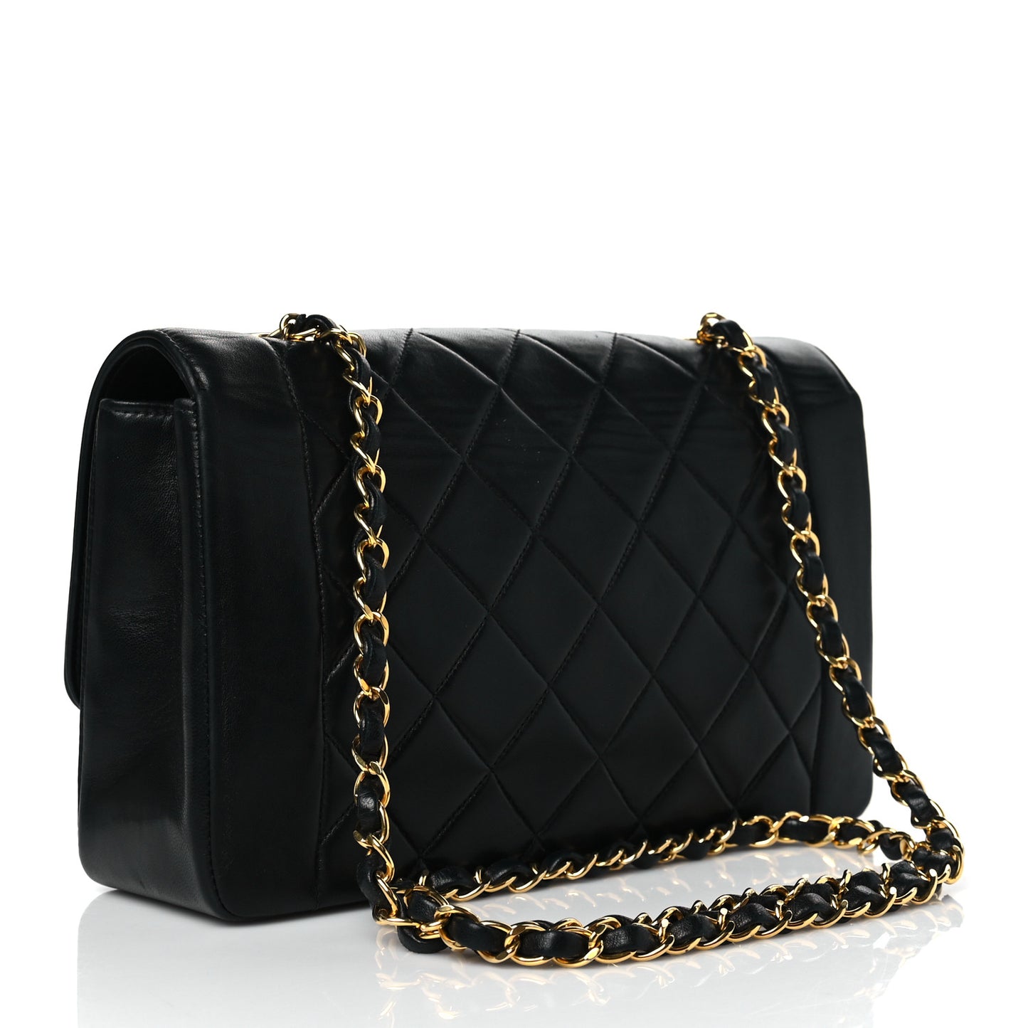 Lambskin Quilted Medium Single Flap Black