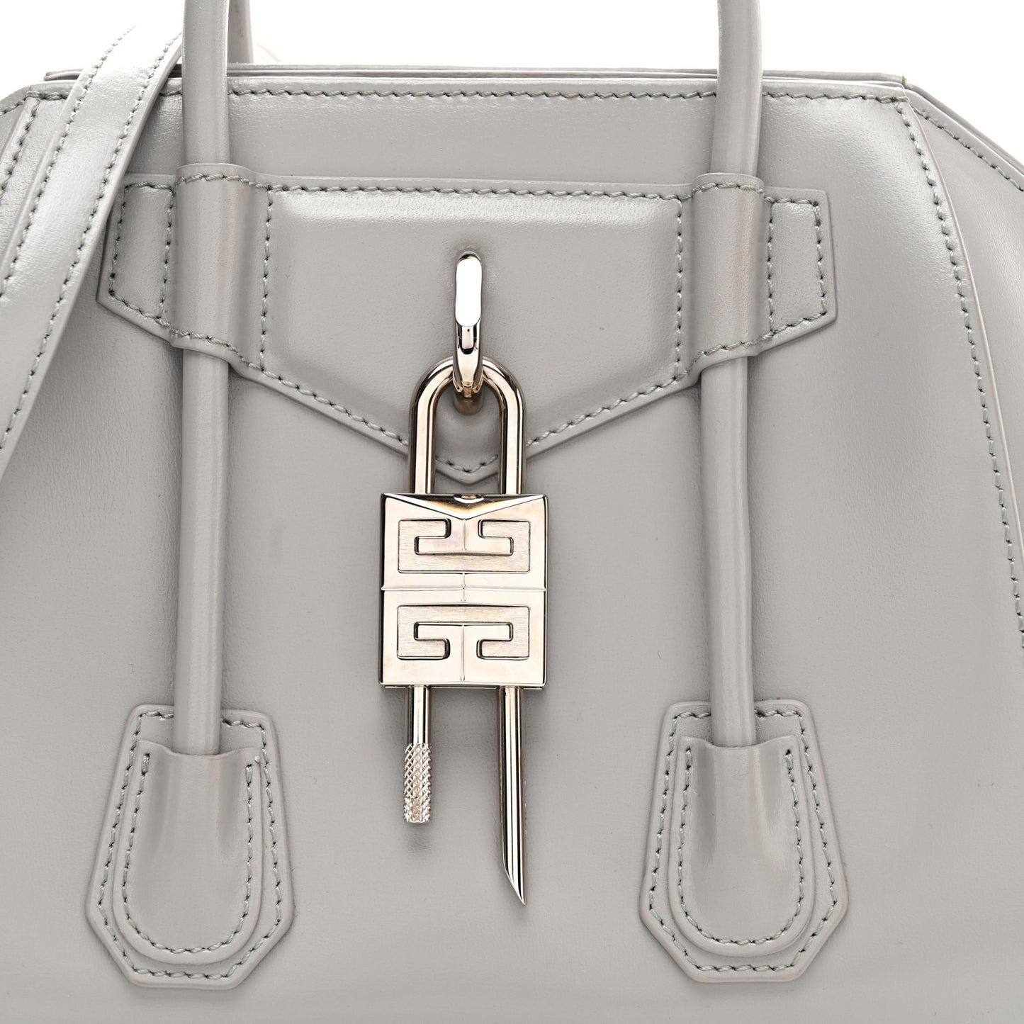 Box Calfskin Mini Lock Antigona Shoulder Bag Medium Grey