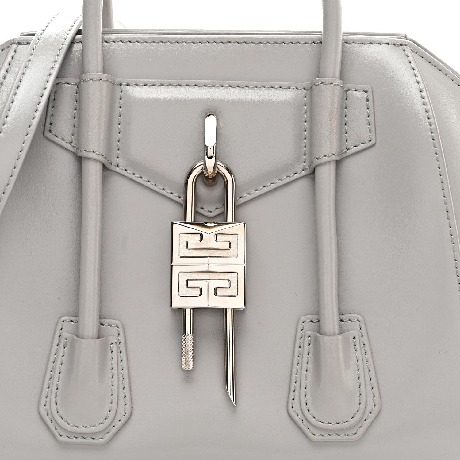 Givenchy Box Calfskin Mini Lock Antigona Shoulder Bag Medium Grey 6 of 8