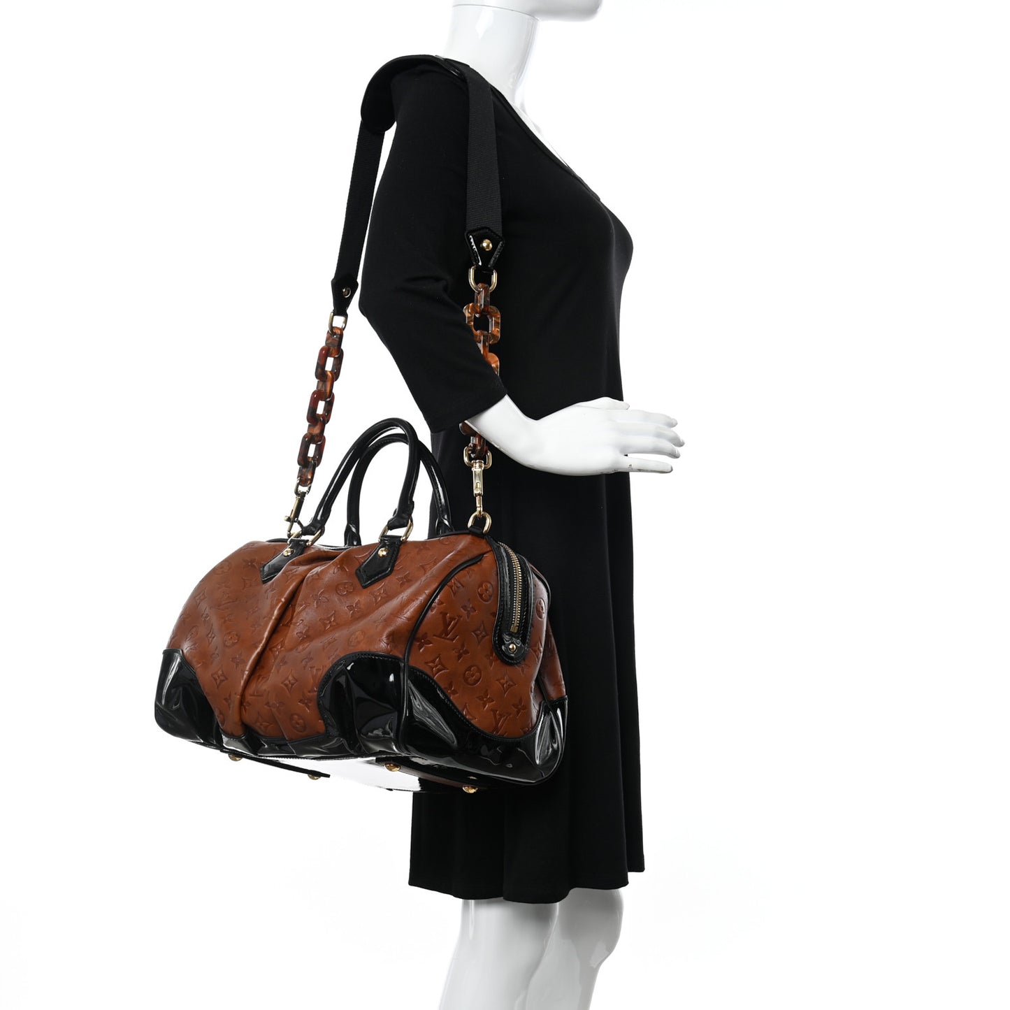 Cuir Embossed Monogram Stephen Bag Fauve