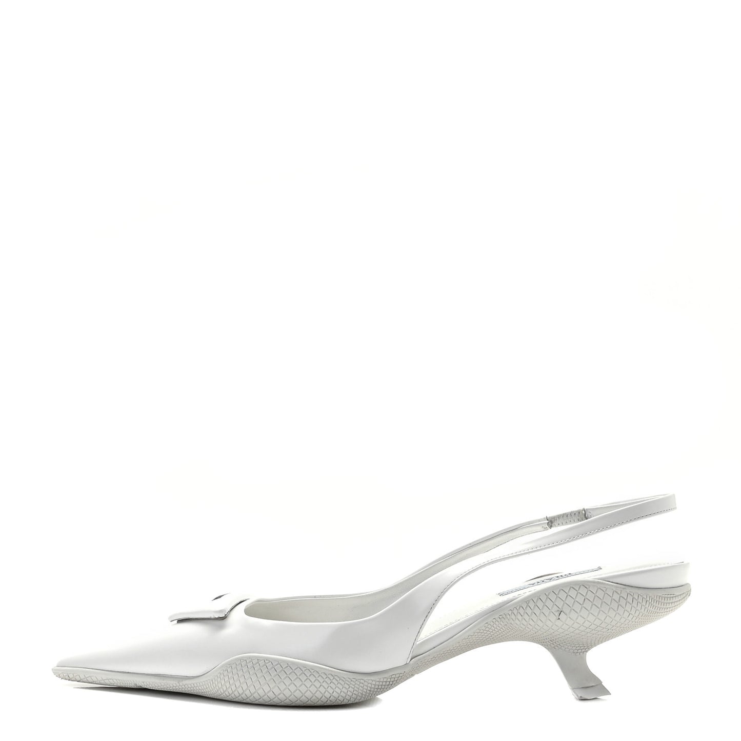 Spazzolato Triangle Logo Pointed Toe 45mm Slingback Pumps 38.5 White