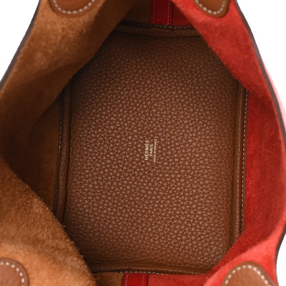 Hermes Taurillon Clemence Casaque Picotin Lock 18 PM Gold Rouge De Coeur 4 of 11