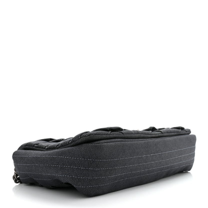 Chanel Denim Pleated Denim Turtle Flap Dark Blue 4 of 11