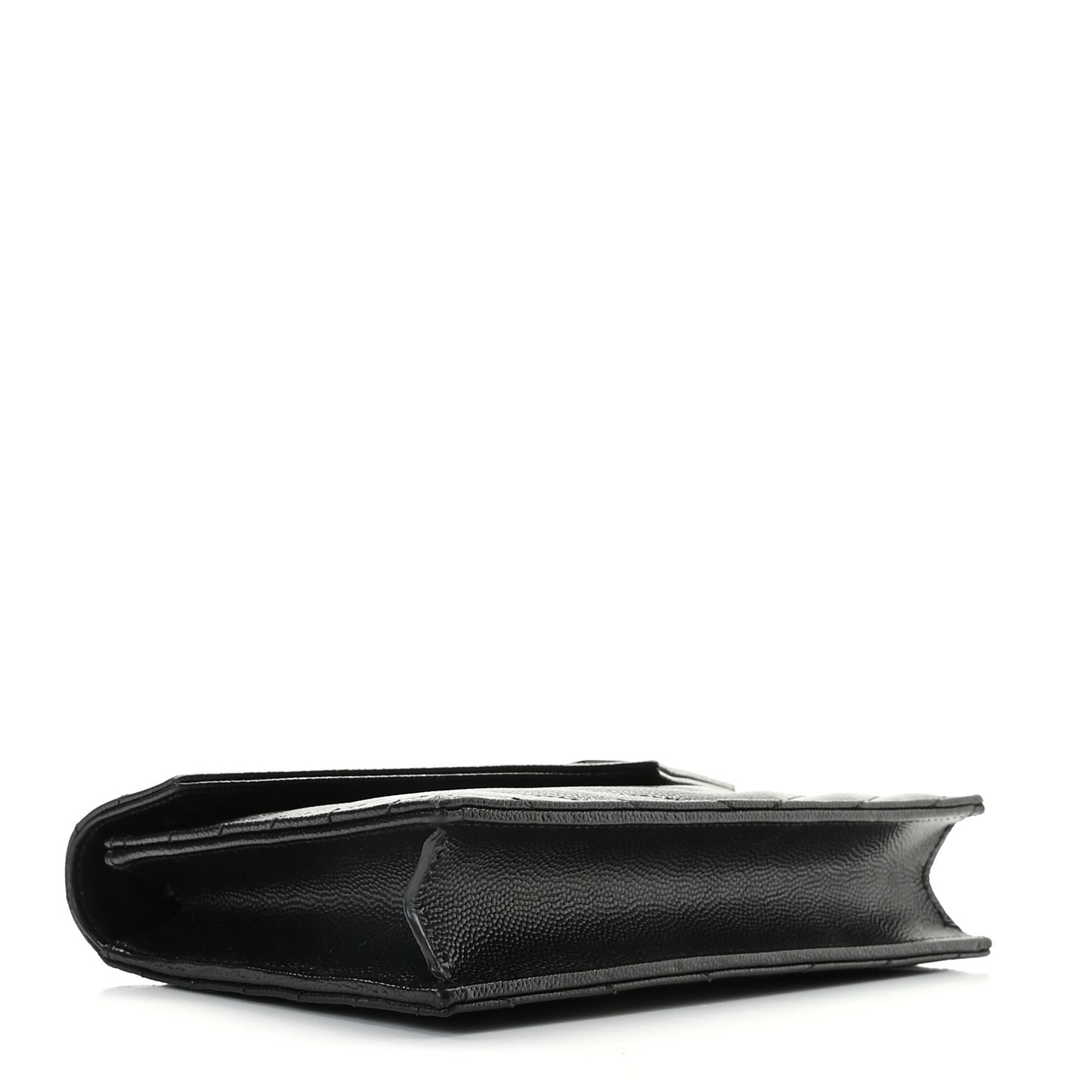 Grain De Poudre Matelasse Chevron Monogram Envelope Chain Wallet Black