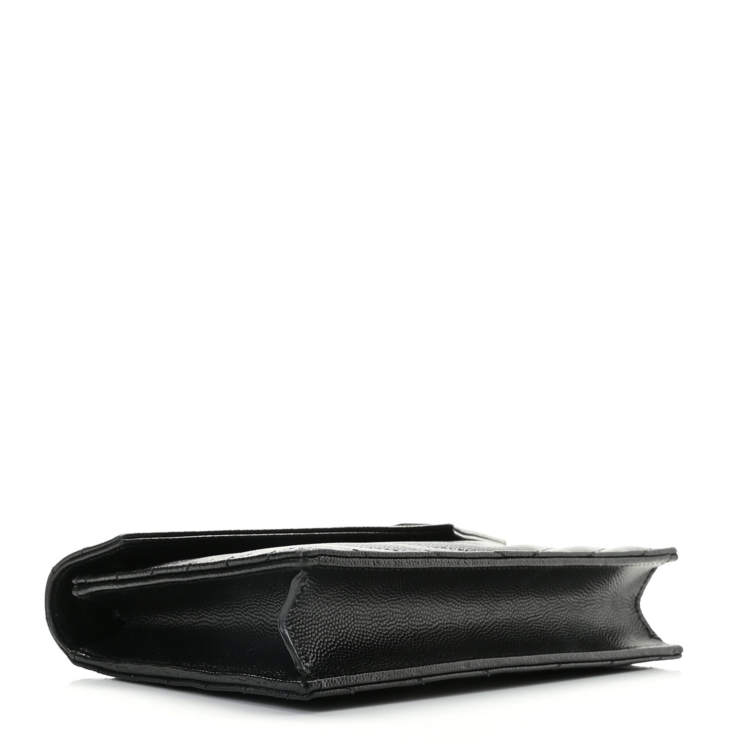 Saint Laurent Grain De Poudre Matelasse Chevron Monogram Envelope Chain Wallet Black 4 of 13