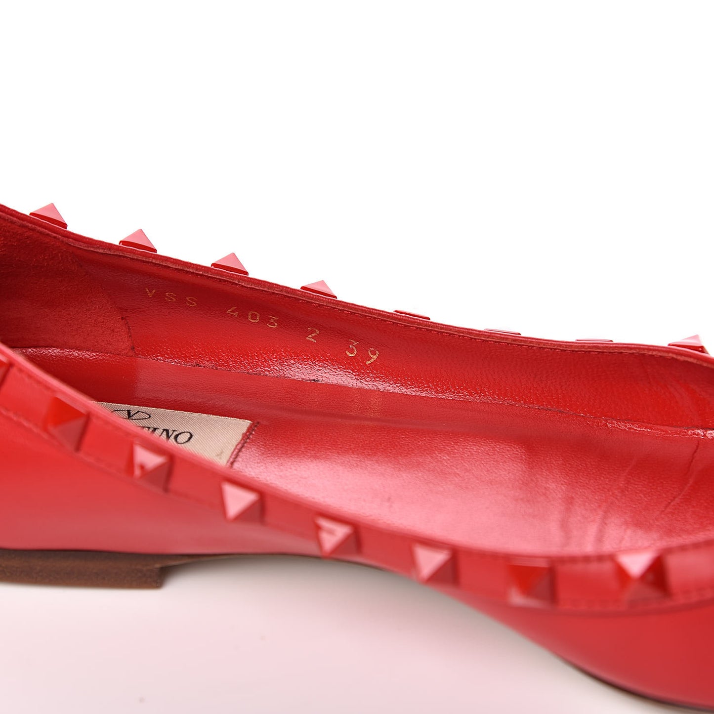 Nappa Monochrome Rockstud Ballerina Flats 39 Rouge Pur