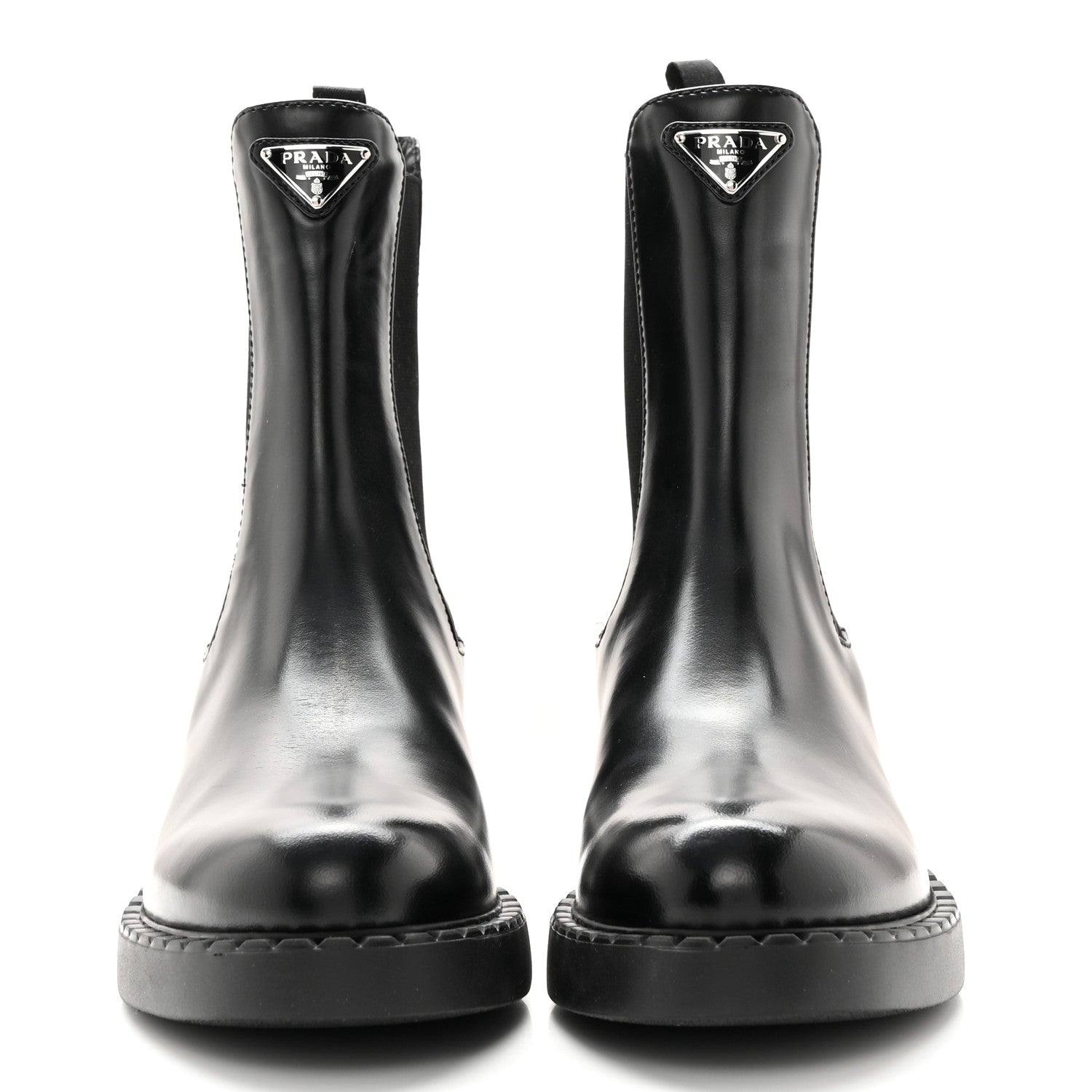 Prada Spazzolato Metal Triangle Logo 50mm Chelsea Boots 38 Black 2 of 13