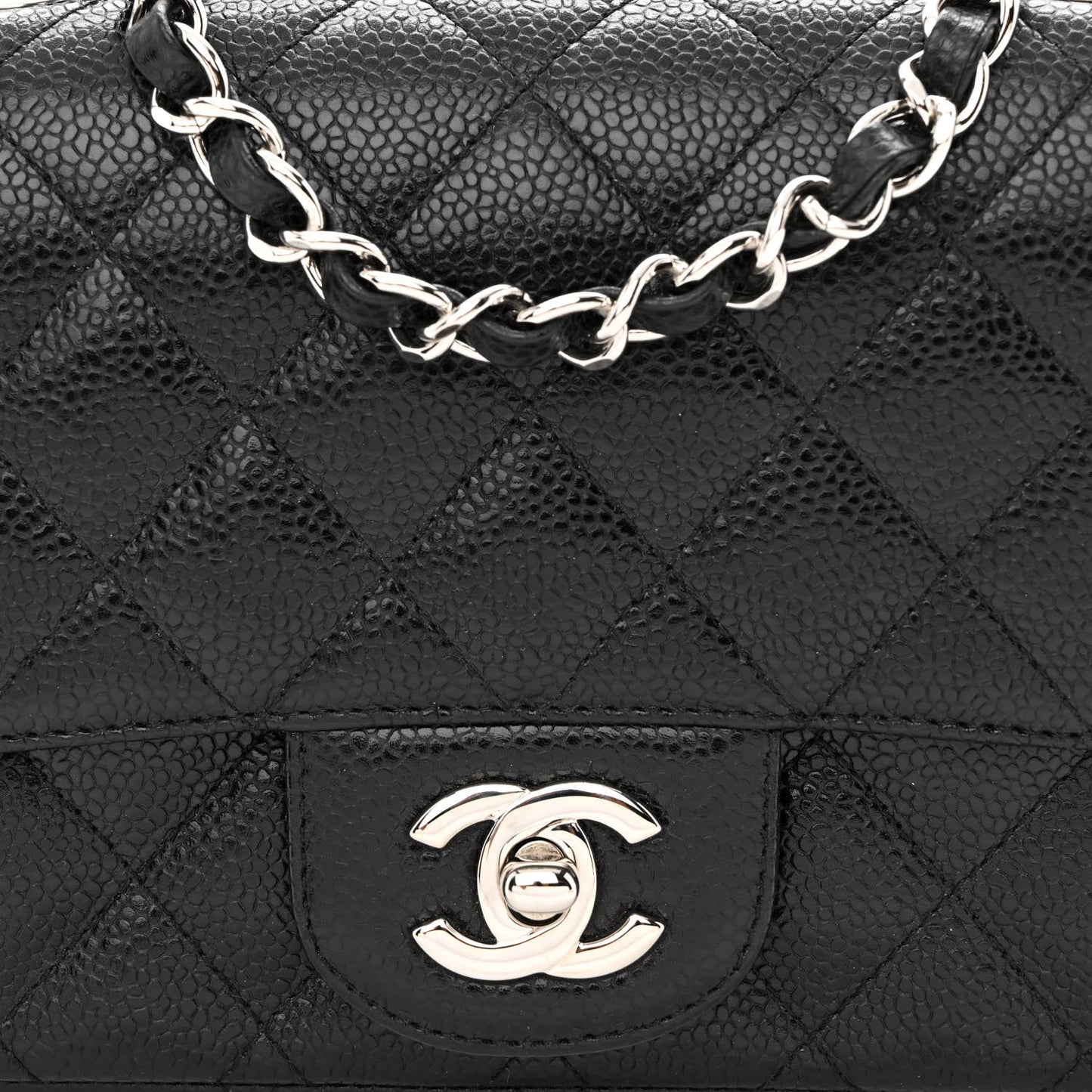 Caviar Quilted Mini Square Flap Black