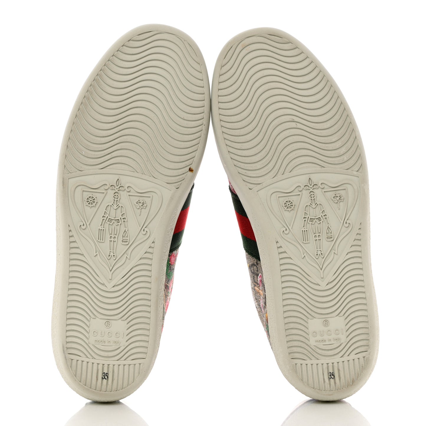 GG Supreme Monogram Flora Web Womens Ace Sneakers 35 Beige Multicolor Rosso