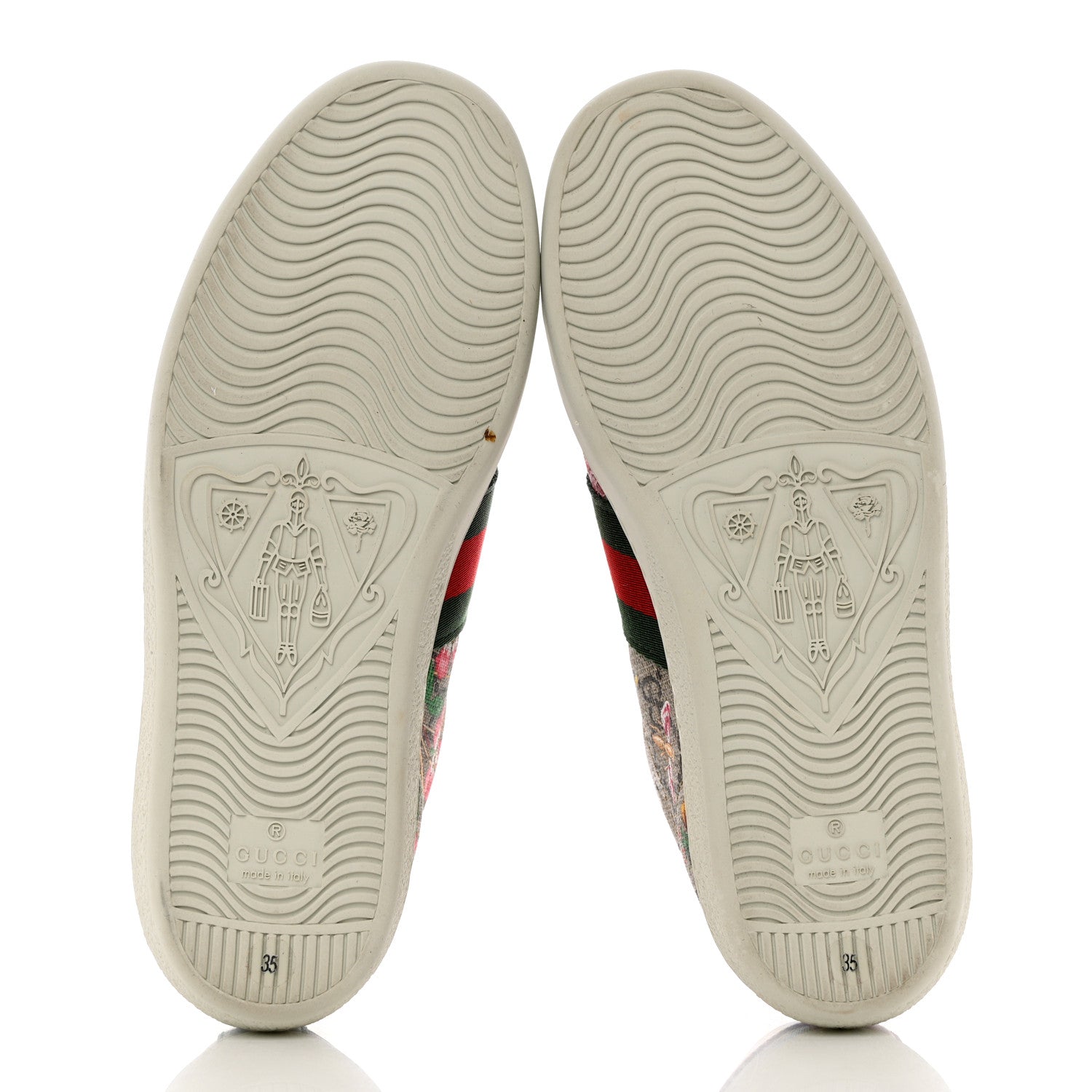 Gucci GG Supreme Monogram Flora Web Womens Ace Sneakers 35 Beige Multicolor Rosso 5 of 12