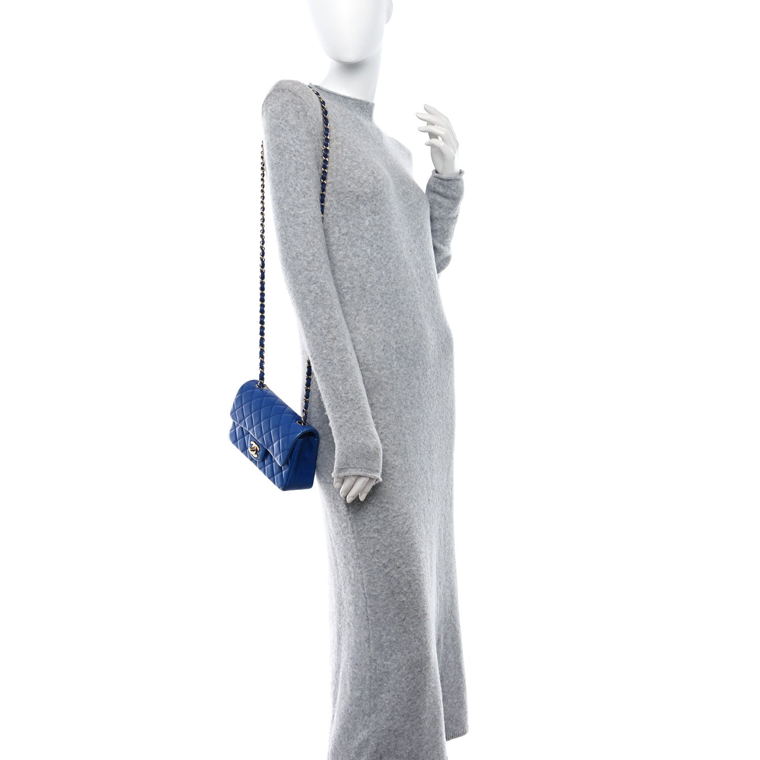 Chanel Lambskin Quilted Mini Rectangular Flap Blue 2 of 16