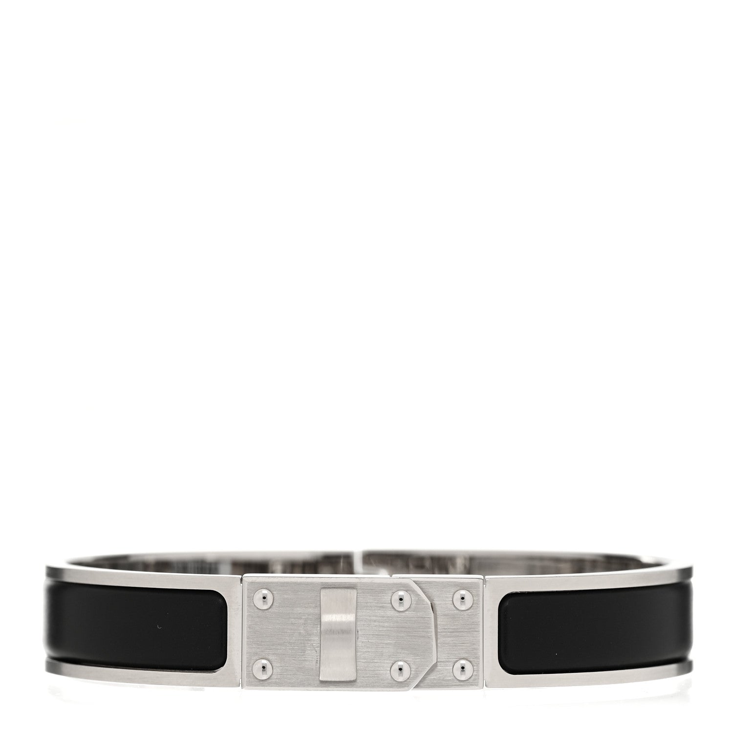 Hermes Matte Enamel Mens Kelly Bracelet T6 Black 1 of 5