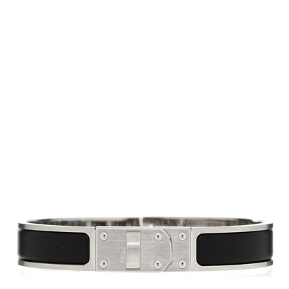 Hermes Matte Enamel Mens Kelly Bracelet T6 Black 1 of 5
