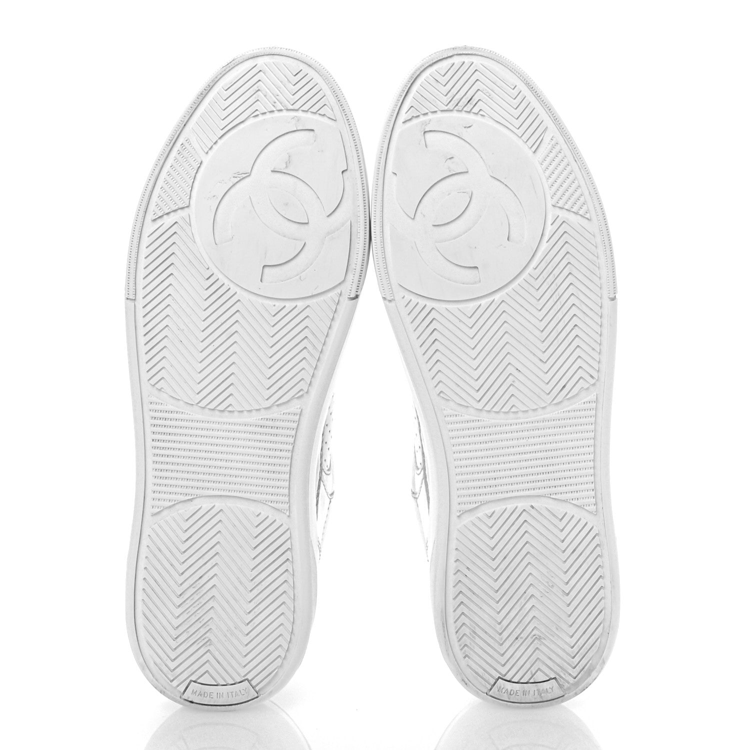 Chanel Laminated Calfskin CC Womens Sneakers 38 Silver 5 of 9