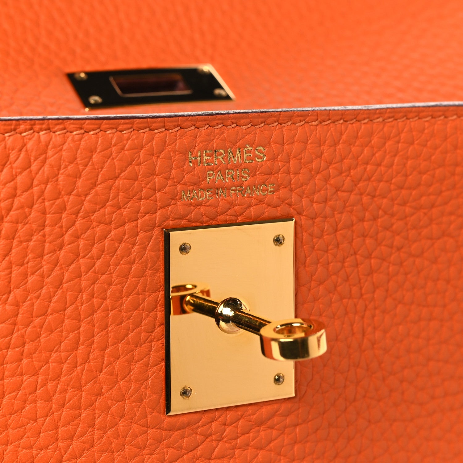 Hermes Taurillon Clemence Kelly Retourne 35 Orange 6 of 14
