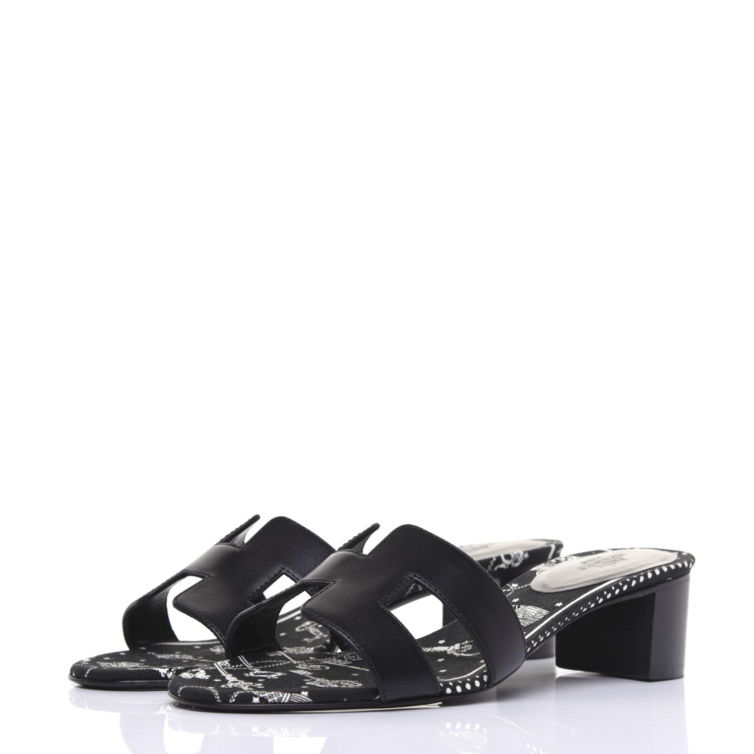 Hermes Calfskin Oasis Sandals 36.5 Black 2 of 11