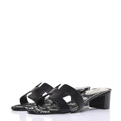 Hermes Calfskin Oasis Sandals 36.5 Black 2 of 11