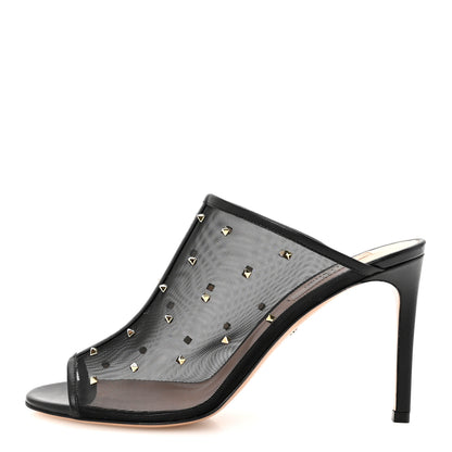Valentino Garavani Calfskin Mesh Rockstud Mule 37 Black 1 of 10