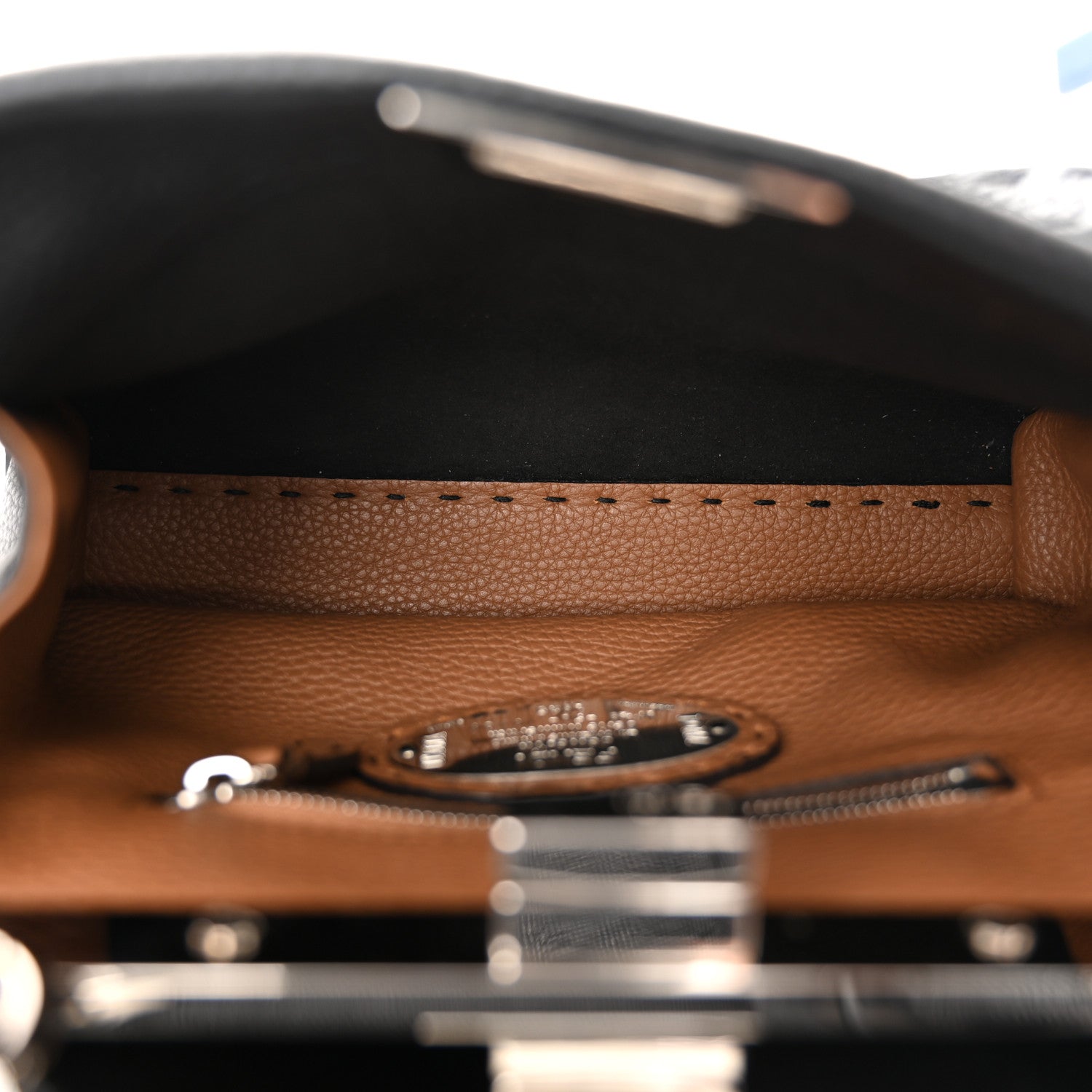 Fendi Cuoio Romano Selleria Bi-Color Mini Peekaboo Iconic Satchel Black Mou 5 of 10