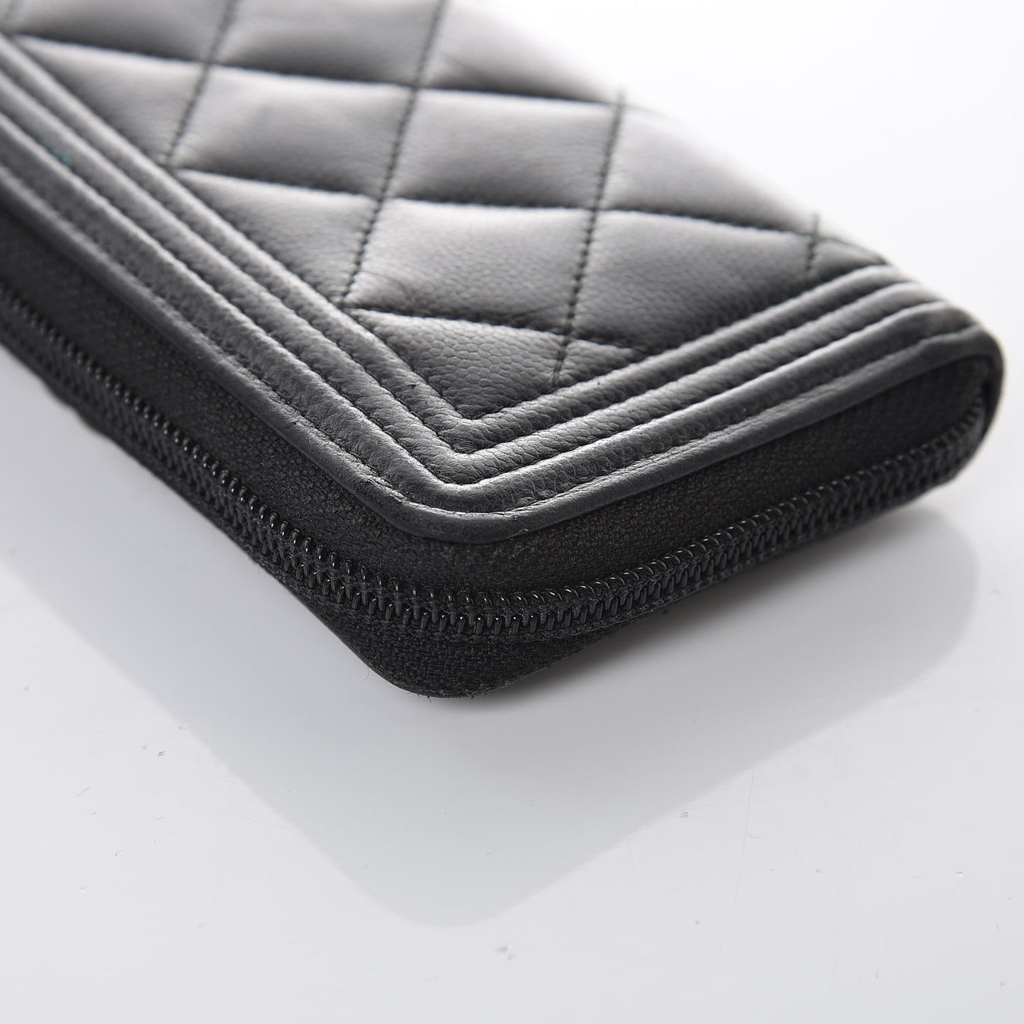 Caviar Quilted Boy Small Zip Around Wallet So Black