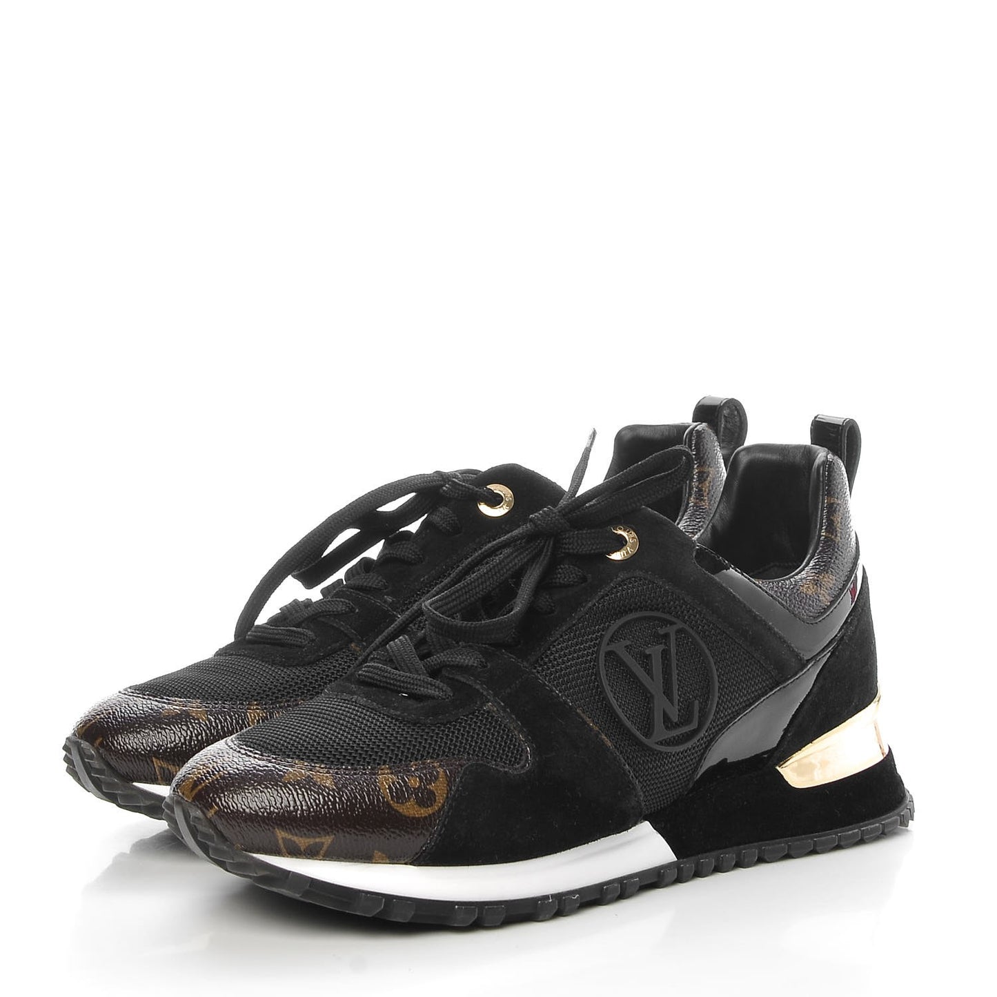 Suede Monogram Run Away Sneakers 37.5 Black