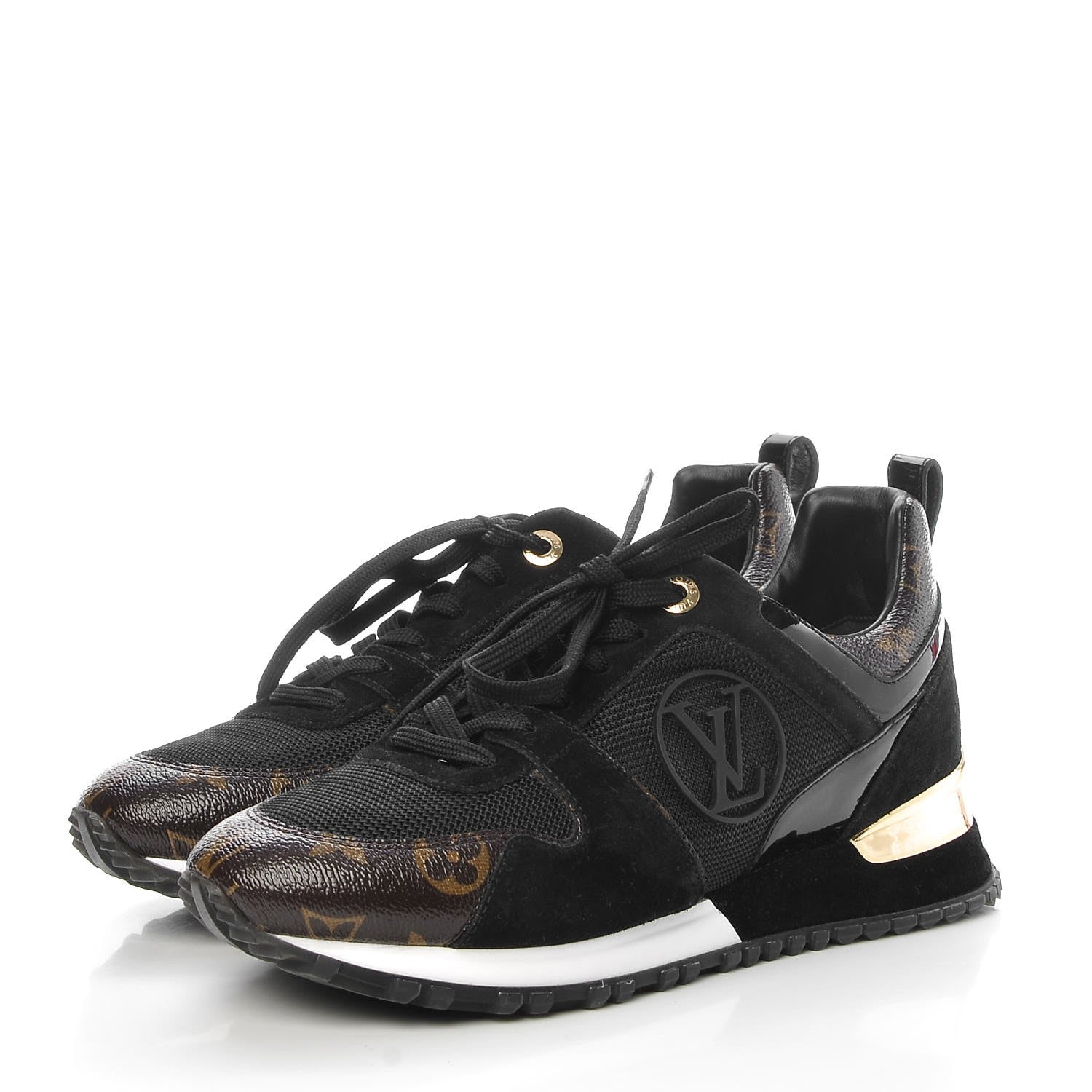 Louis Vuitton Suede Monogram Run Away Sneakers 37.5 Black 3 of 8