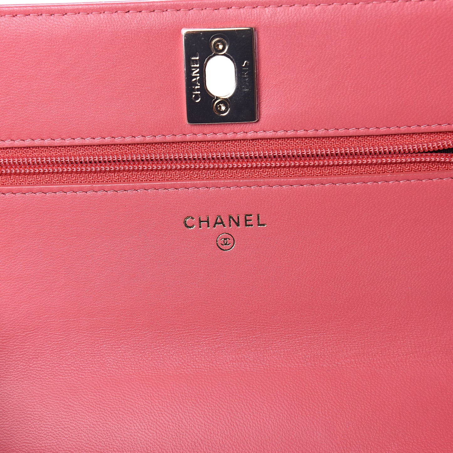 Lambskin Quilted Trendy CC Wallet On Chain WOC Bright Pink