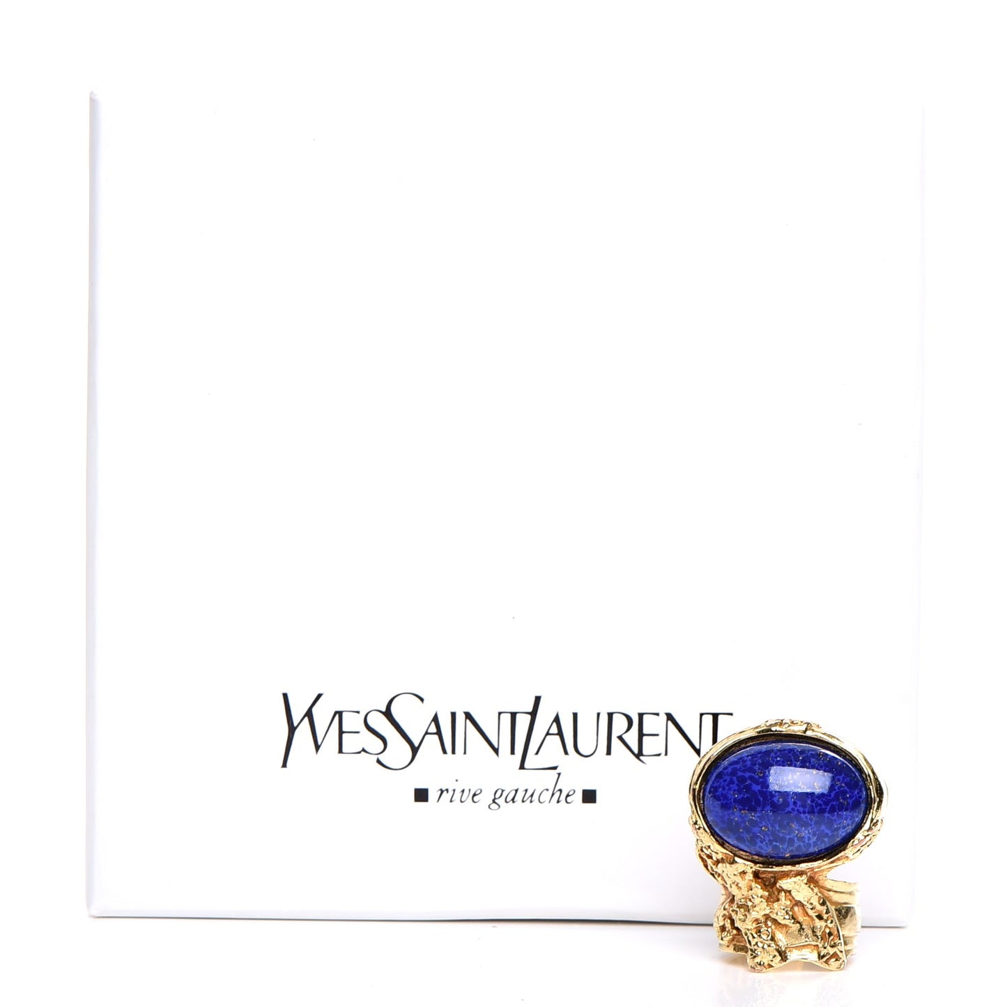 Glass Cabochon Arty Ovale Ring 8 Gold Lapis