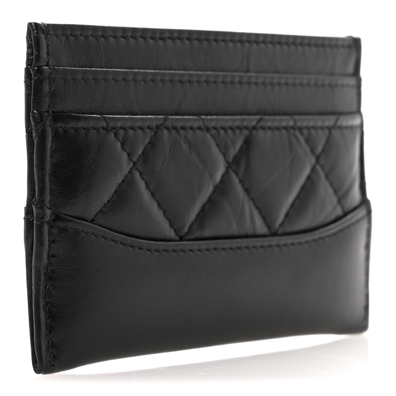 Chanel Aged Calfskin Quilted Gabrielle Card Holder Wallet So Black 3 of 8
