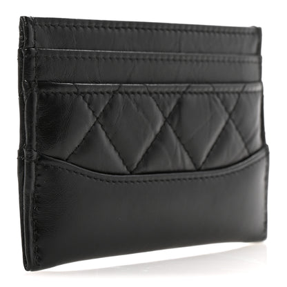 Chanel Aged Calfskin Quilted Gabrielle Card Holder Wallet So Black 3 of 8
