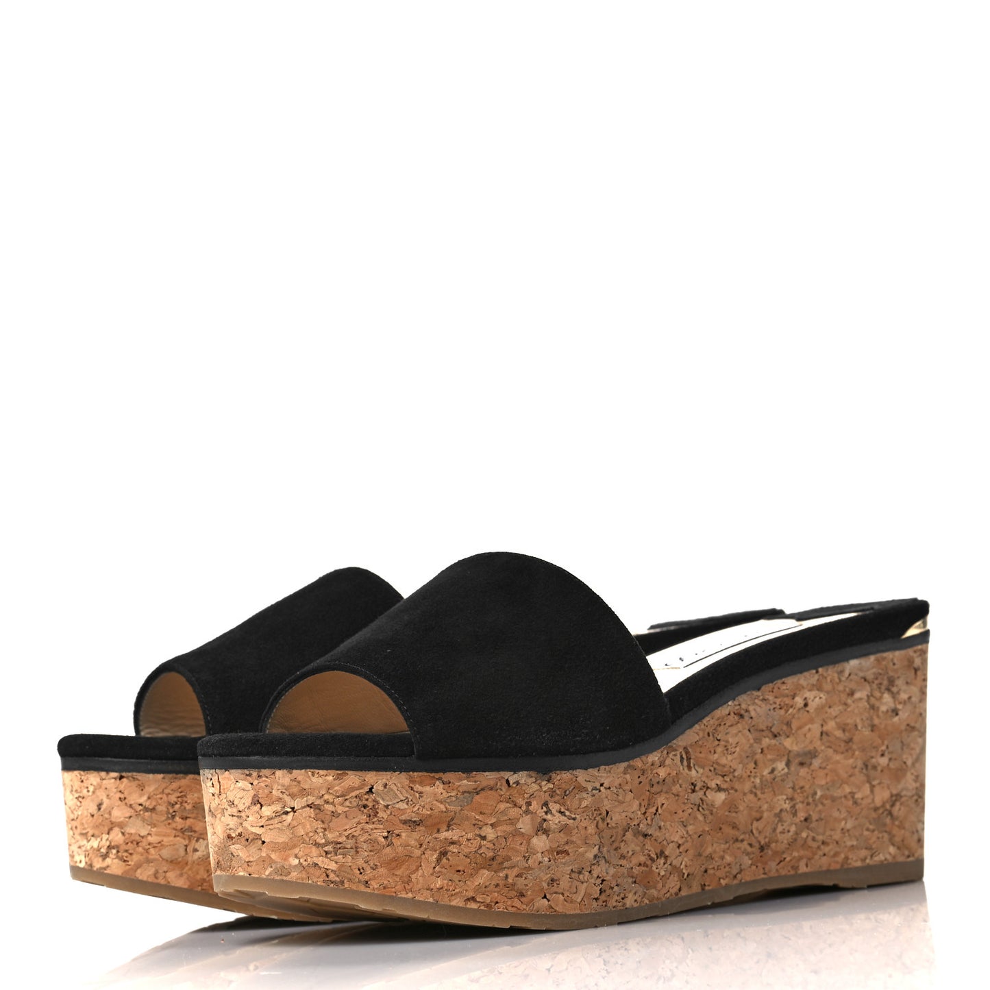 Suede Cork DeeDee Platform Wedge Slide Sandals 37 Black