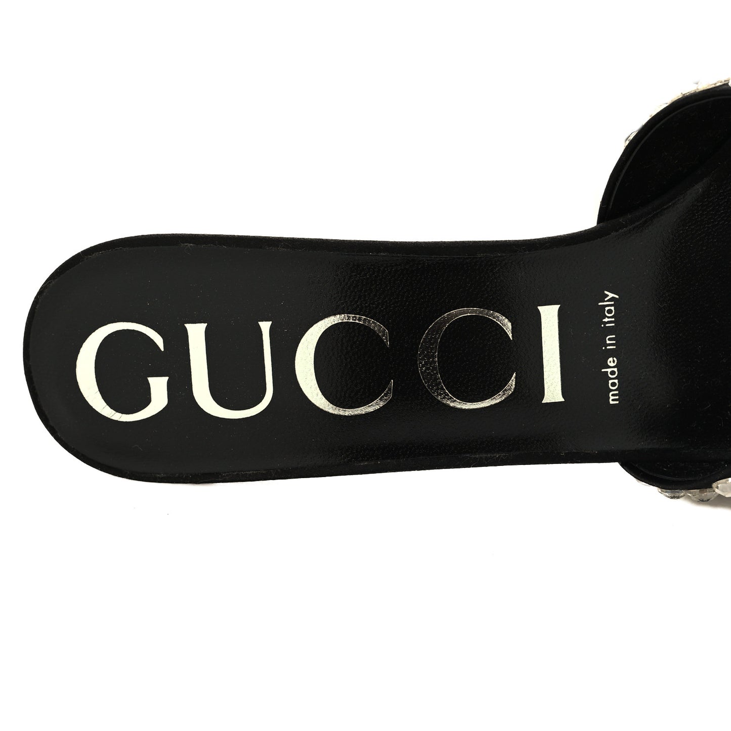 Satin Crystal 65mm Slide Sandals 37 Black