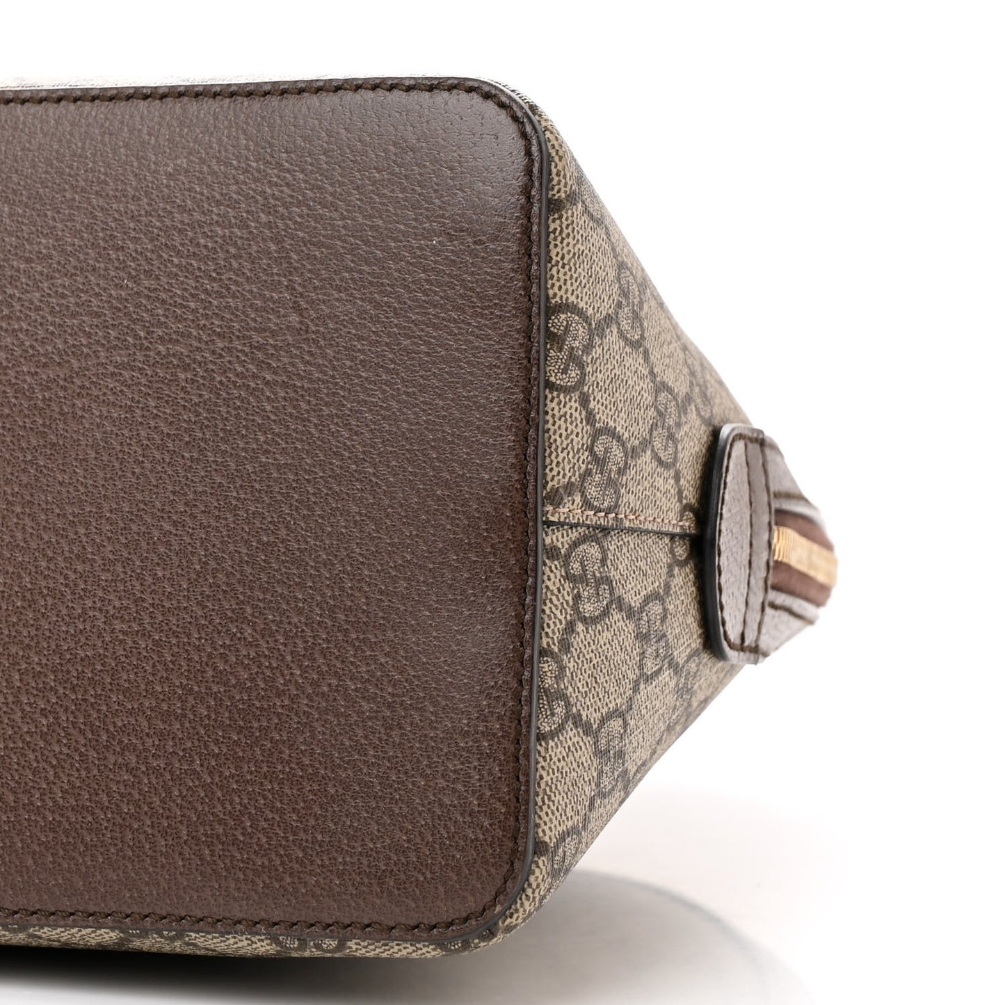 GG Supreme Monogram Web Medium Ophidia Top Handle Dome Bag Brown
