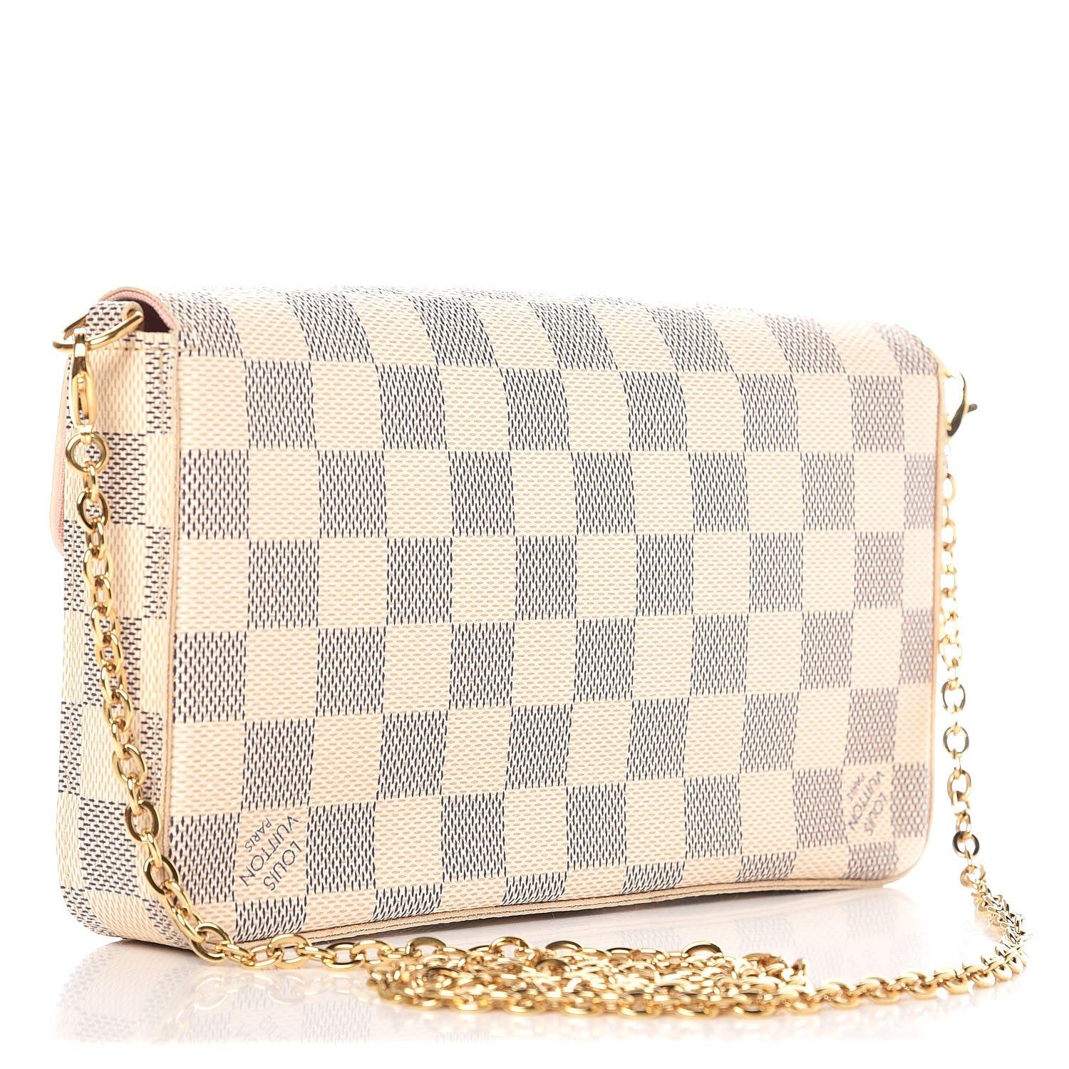 Louis Vuitton Damier Azur Pochette Felicie Chain Wallet Rose Ballerine 4 of 8