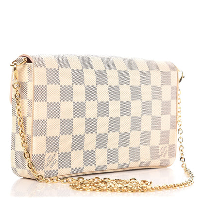 Louis Vuitton Damier Azur Pochette Felicie Chain Wallet Rose Ballerine 4 of 8