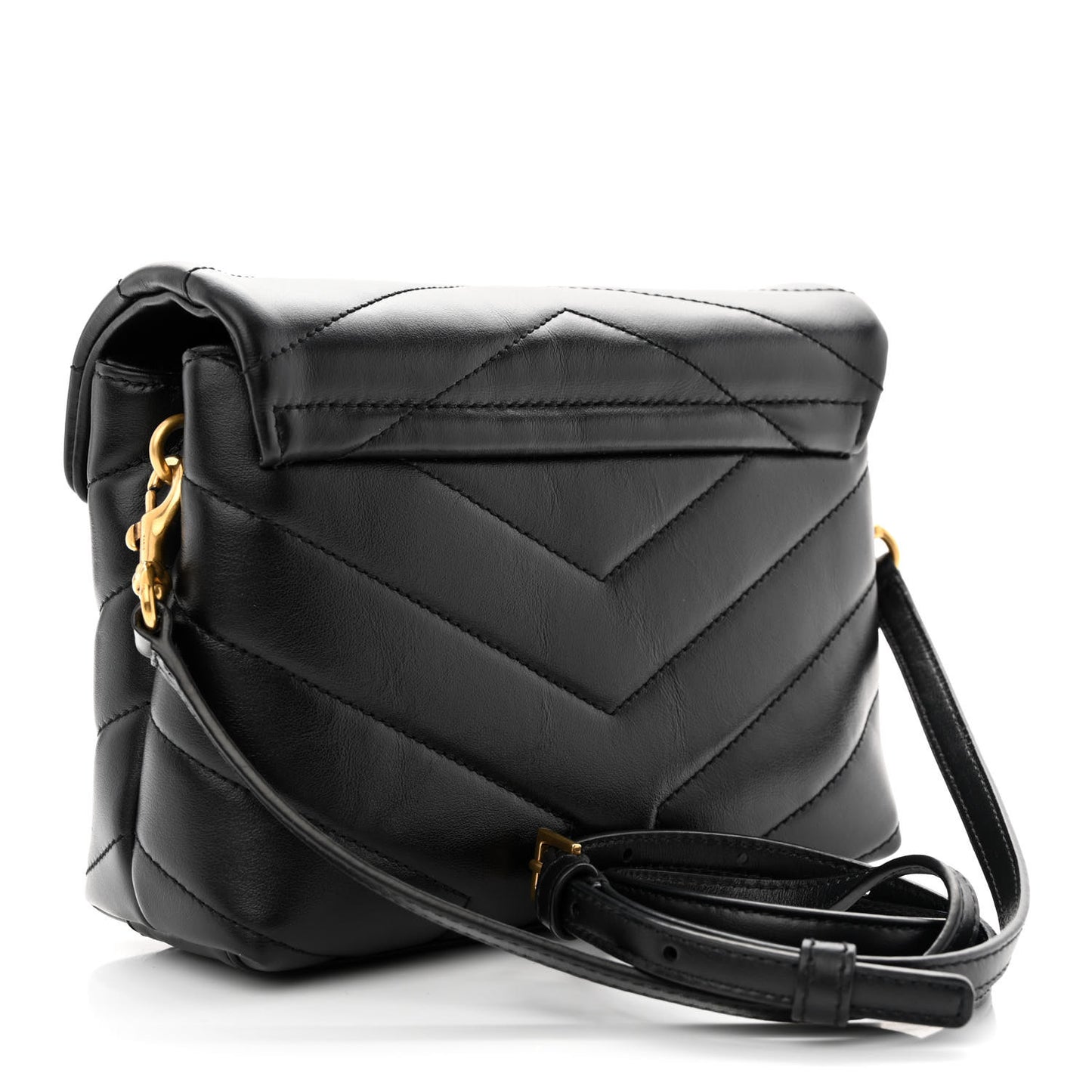 Calfskin Y Quilted Monogram Toy Loulou Crossbody Bag Black