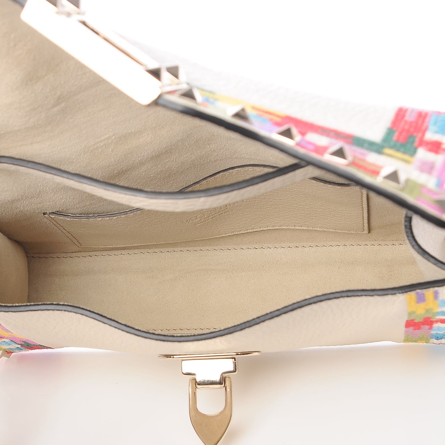Valentino Garavani Pebbled Calfskin Embroidered Medium Rockstud Flip Lock Crossbody Bag Ivory 5 of 6