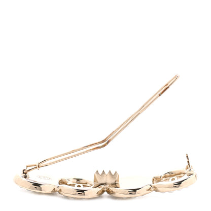 Chanel Pearl Coco Hair Clip Barrette Gold 3 of 4